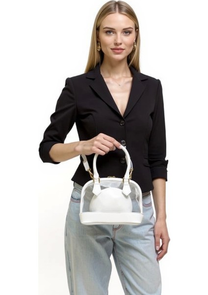 Kadın Şık Mini Şeffaf El Çantası Metal Aksesuarlar Özel Davetler fiyatları