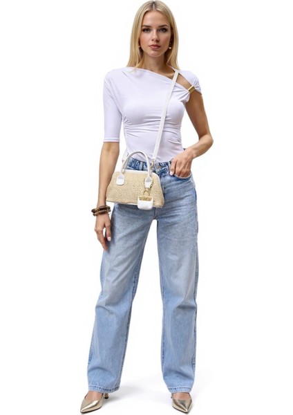 Kadın Mini El Çantası Hasır Dokuma Renk Ayarlanabilir Askılı Günlük Kullanım Modern Tasarım fiyatları