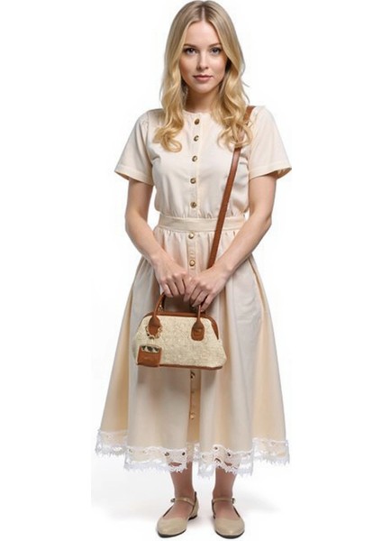 Kadın Mini El Çantası Hasır Dokuma Renk Ayarlanabilir Askılı Günlük Kullanım Modern Tasarım