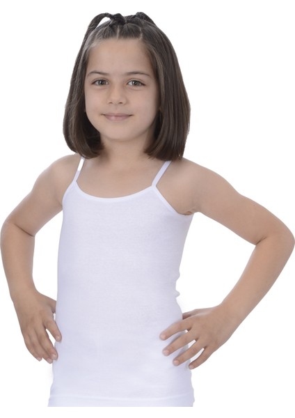 %100 Pamuk Ribana Kız Biye Ip Askı Atlet 6310 (6 Adet)