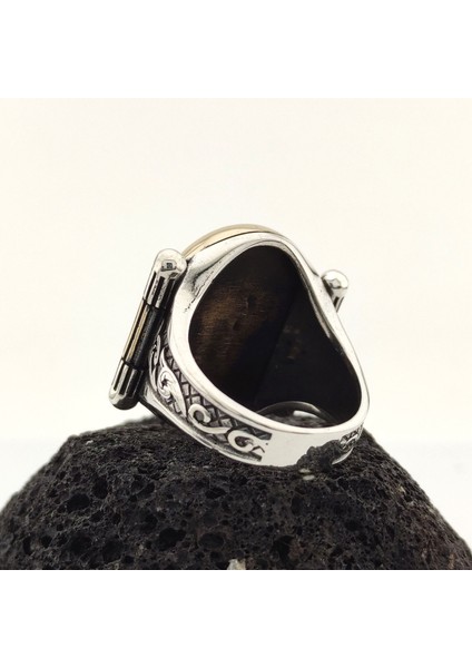 925 Ayar Gümüş Bal Rengi Sarı Taşlı Erkek Yüzük indirimleri