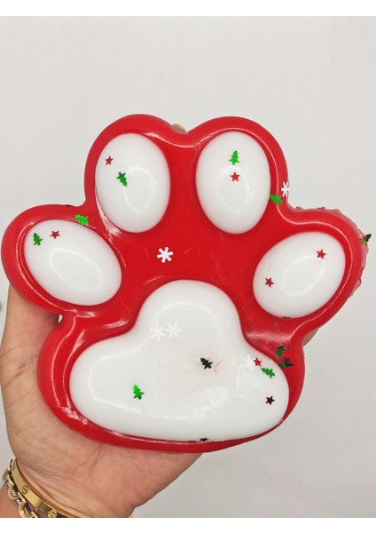 Dev Pati Squishy Taba Squishy Kedi Pati Sıkma 14 cm Pullu Pati Sukuşi - Kırmızı/beyaz