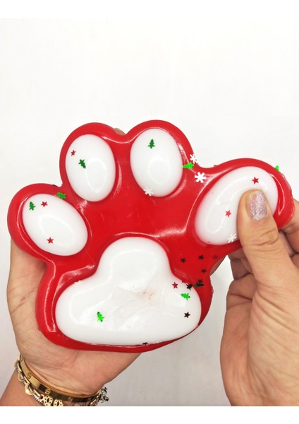 Dev Pati Squishy Taba Squishy Kedi Pati Sıkma 14 cm Pullu Pati Sukuşi - Kırmızı/beyaz modelleri