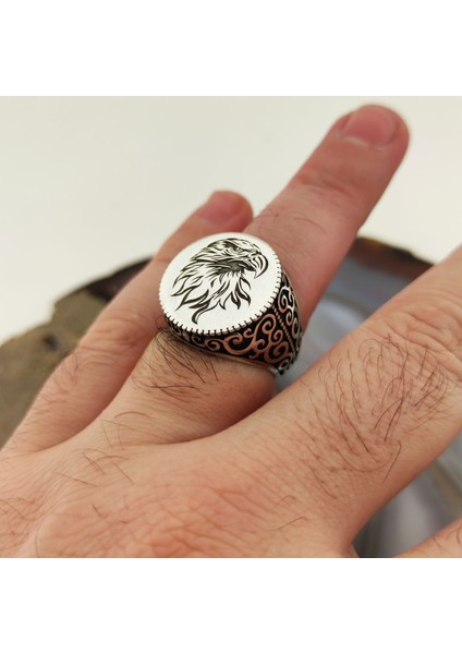 925 Ayar Gümüş Kartal Kafası İşlemeli Erkek Yüzük indirimleri