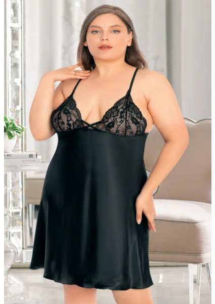 Iç Giyim Miss Laris Saten Büyük Beden Gecelik