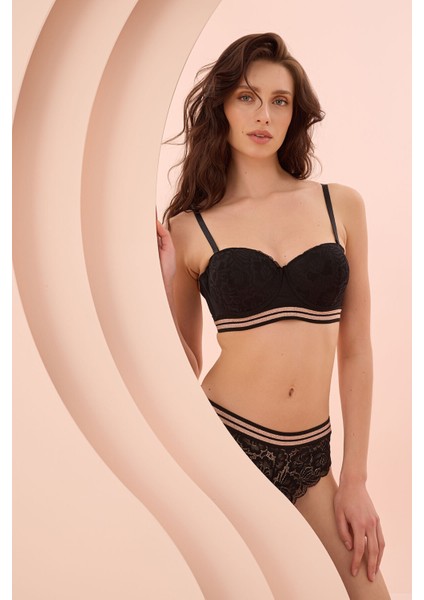 Iç Giyim Nbb Siyah Rose Silvery Simli Straplez Sütyen Takımı fiyatları