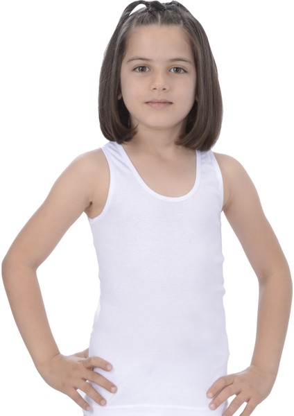 %100 Pamuk Ribana Kız Biye Geniş Askı Atlet 6320 (6 Adet)