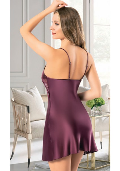 Iç Giyim Miss Laris Saten Dantel Şık Gecelik