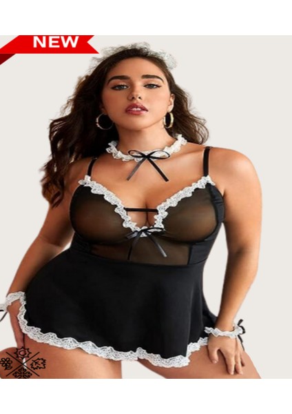 Iç Giyim Anastasia Fantezi Hizmetçi Tek Parça Gecelik Büyük Bedenli modelleri