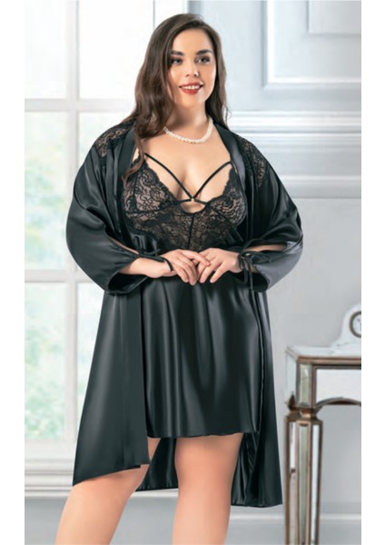 Iç Giyim Miss Laris Ikili Saten Büyük Beden Gecelik Sabahlık Takımı Çeyizlik fiyatları