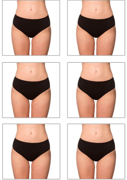 6'lı Paket Kadın Pamuklu Likralı Süprem Yüksek Bel Bato Külot