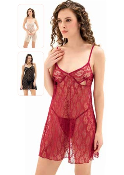 Iç Giyim Moongirl Fantezi Şeffaf Işlemeli Tül Gecelik