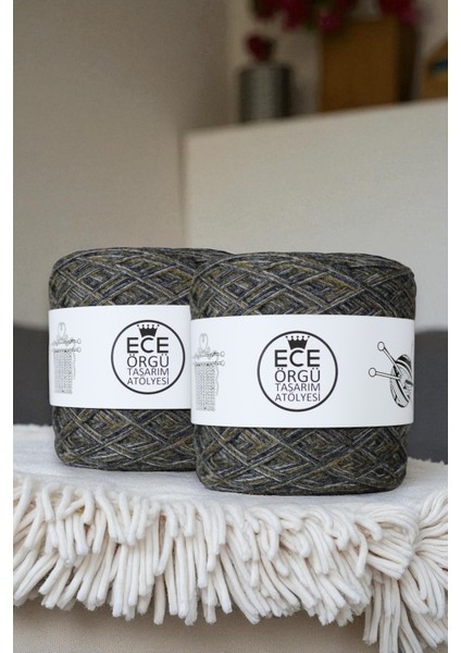 Haki, Gri ve Antrasit Renklerinde 3 Katlı %yüz Yün Örgü Ipi (200 Gr.)