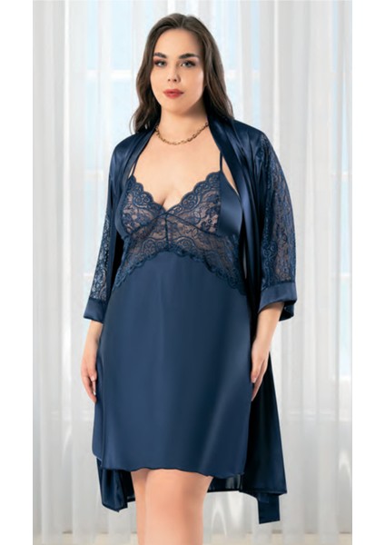 Iç Giyim Miss Laris Ikili Saten Büyük Beden Gecelik Sabahlık Takımı Çeyizlik fiyatları