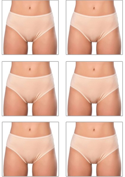 6'lı Paket Kadın Pamuklu Likralı Süprem Yüksek Bel Bato Külot