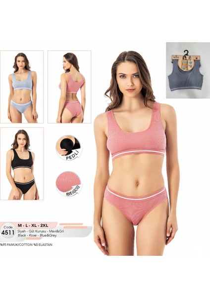 Iç Giyim Kota Pamuk Kumaş Kaşkorse Pedli Ikili Takım