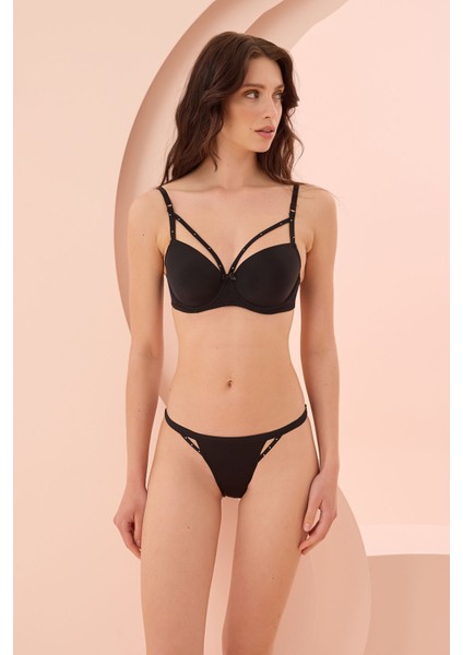 Iç Giyim Nbb Dekteksiz Taşlı Çift Ip Sütyen Külot Takım