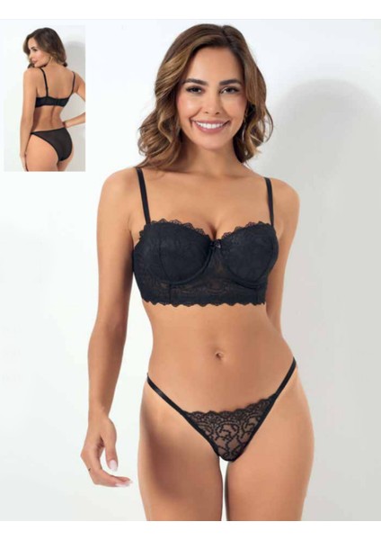 Iç Giyim Godewo Dantel Işlemeli Balenli Desteksiz Brode Takım