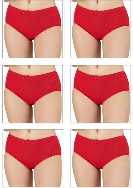 6'lı Paket Kadın Ribana Esnek Pamuklu Yüksek Bel Bato Külot Büyük Bedenli