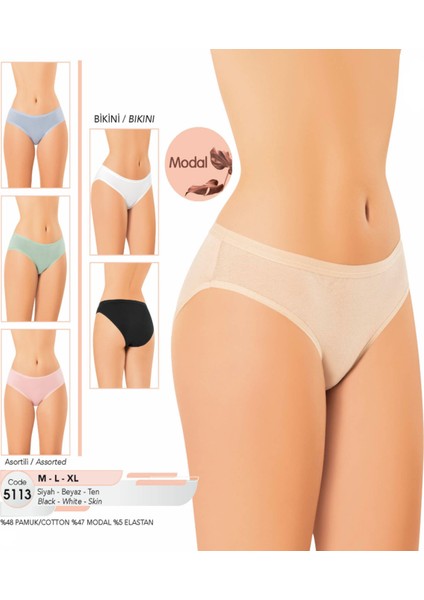 Iç Giyim Kota Modal Kumaş (6 Adet) Bikini Külot Asortili Paket