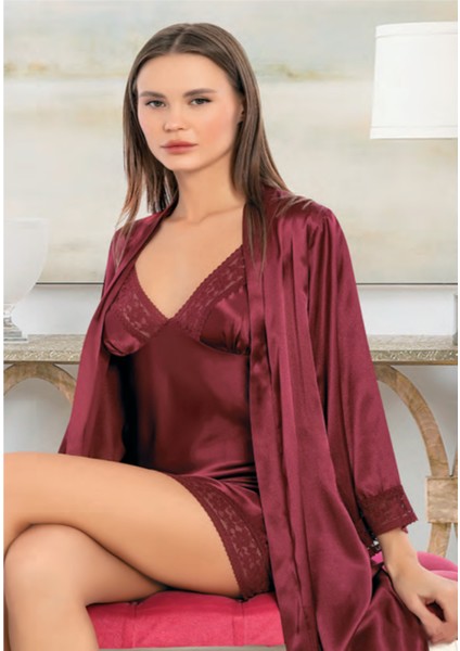 Iç Giyim Miss Laris Ikili Saten Gecelik Sabahlık Takımı Çeyizlik fiyatları