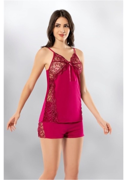 Iç Giyim Kota Dantelli Fiyonklu Şortlu Pijama Takım