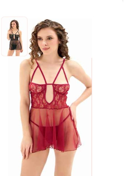 Iç Giyim Moongirl Fantezi Şeffaf Işlemeli Tül Gecelik