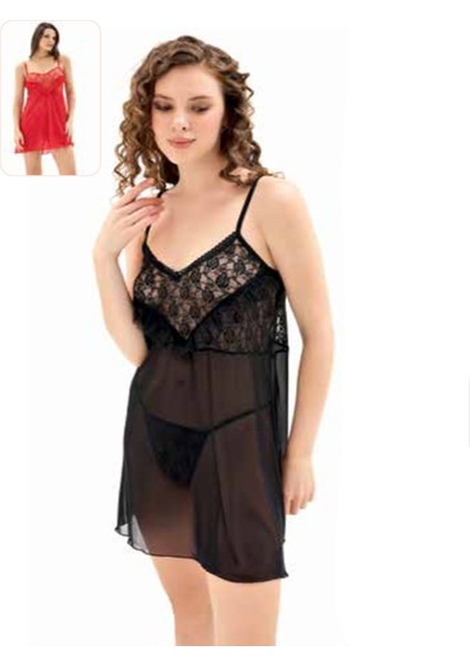 Iç Giyim Moongirl Fantezi Şeffaf Işlemeli Tül Gecelik