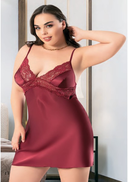 Iç Giyim Miss Laris Saten Büyük Beden Gecelik