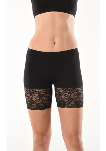 Iç Giyim Derya Kurşun Pamuk Kumaş Dantel Paça Kısa Short Tayt