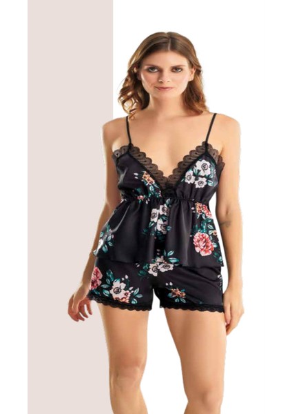 Iç Giyim Moongirl Saten Şortlu Gecelik Takım
