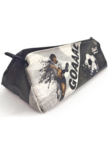 Kalem Kutusu Siyah Beyaz Futbol Üçgen Kalemkutu Jumbo Vegan Deri Kalemlik