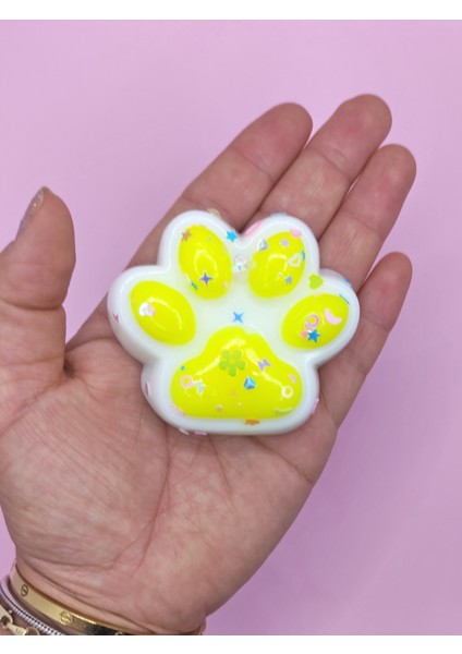 Beyaz Pati Taba Squishy Kedi Pati Sıkma 7 cm Pullu Pati Sukuşi - Sarı modelleri