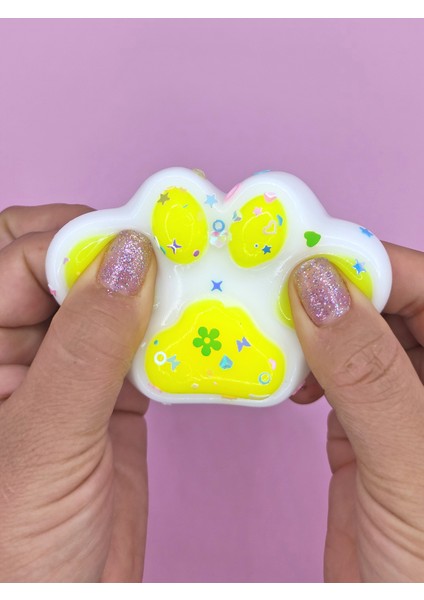 Beyaz Pati Taba Squishy Kedi Pati Sıkma 7 cm Pullu Pati Sukuşi - Sarı indirimleri