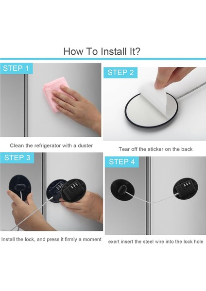 Çocuklar Için Buzdolabı Kilidi Yapışkanlı 4'lü Paket Dayanıklı Dolap Kilidi (Yurt Dışından) fırsatları