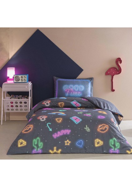 Genç Modası Ranforce Tek Kişilik Nevresim Takımı Vıbra Mor