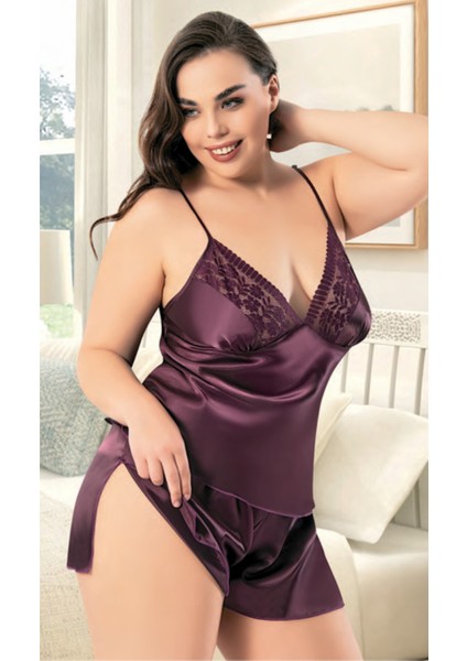 Iç Giyim Miss Laris Saten Büyük Beden Şortlu Gecelik Takım fiyatları