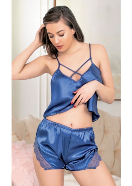 Iç Giyim Miss Laris Saten Şortlu Gecelik Takım