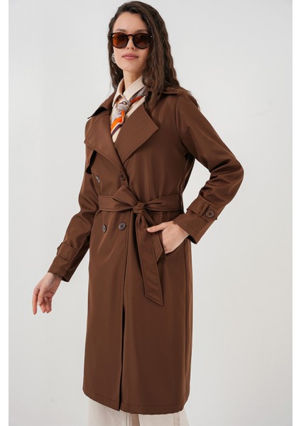 5918 Kruvaze Yaka Trençkot - Kahverengi fırsatları
