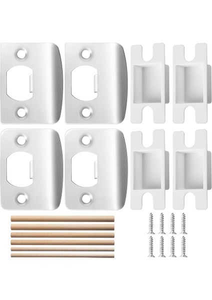4 Paket Kapı Mandalı Çarpma Plakası - Kapı Kilidi Çarpma Plakası Onarım Kitleri (Yurt Dışından)