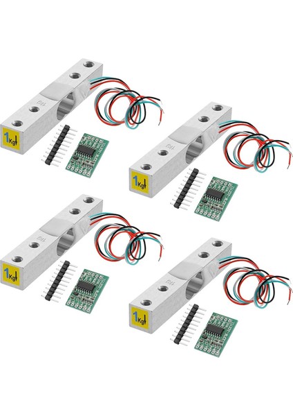 Dijital Yük Hücre Ağırlığı Sensörü-4 Setler 1kg Yük Hücre HX711 Ad Tartım Amplifikatör Modülü Basınç Sensörü Hücre Amplifikatörü (Yurt Dışından)