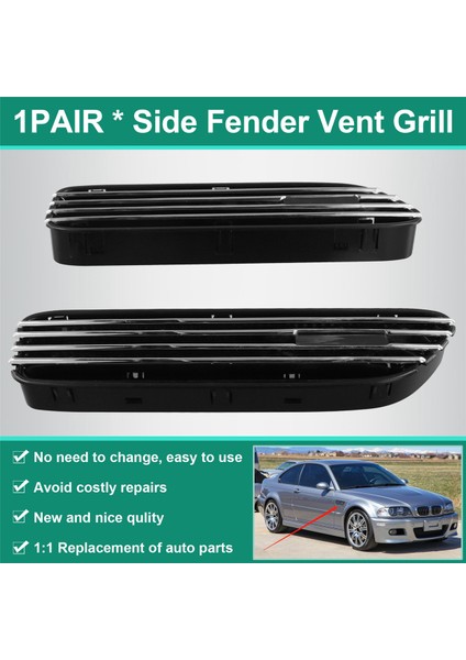 Bmw 3 Serisi M3 E46 2001-2006 Çamurluk Hava Havalandırma Trim Kapağı 51137895913 51137895914 (Yurt Dışından) indirimleri