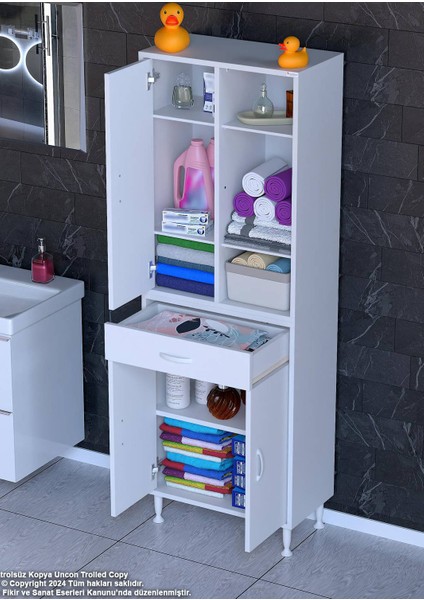 3 Kapaklı Tek Çekmeceli Raflı Banyo Dolabı Çok Amaçlı Dolap fırsatları