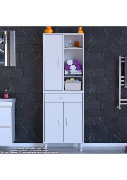 3 Kapaklı Tek Çekmeceli Raflı Banyo Dolabı Çok Amaçlı Dolap indirimleri