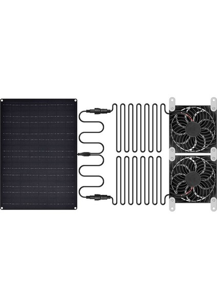 Köpek Kulübesi Için Güneş Enerjili Fan 15W Güneş Paneli Çift Egzoz Fanları (Yurt Dışından)