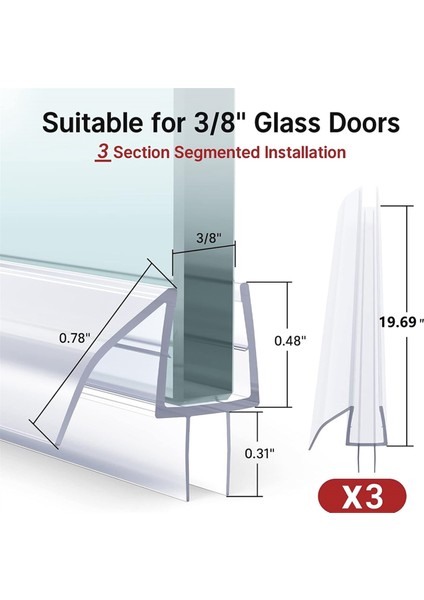 38 Inç Cam Için Çerçevesiz Cam Duş Kapısı Contası (Yurt Dışından) modelleri