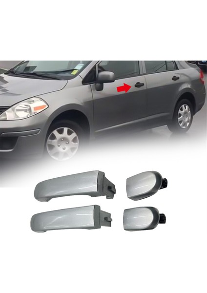 1paır Ön Dış Dış Kapı Kolu 80644-EL12A 82641-EL12A Nissan Için Versa 2007-2012 Çekme Fl+Fr Gümüş (Yurt Dışından) modelleri