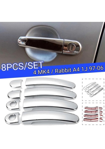Golf Için 8pcs 4 Mk4/tavşan A4 1j 1997-2006 Kapı Kolu Kapak Trim Krom Araba Kapı Kolu Kapaklar 2 Delik (Yurt Dışından) fiyatları