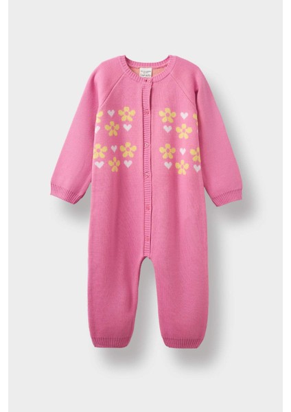 Kız Bebek Yenidoğan Çiçekli Uzun Kollu Triko Tulum F3224A525WN