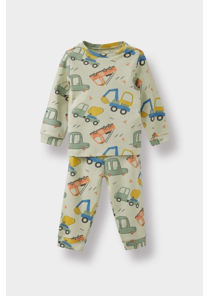 Erkek Bebek Pijama Takımı Araç Baskılı Uzun Kollu Üst Uzun Alt F0546A525AU